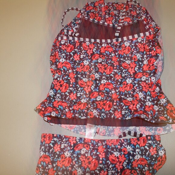 Multi Color 2 Pcs Justice Tankini Swimsuit Size 7 - Picture 6 of 10